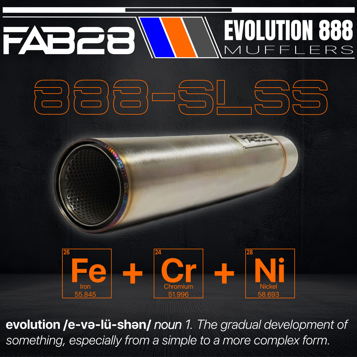 FAB28 エボリューション888 スリムマフラー